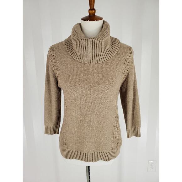 NEW YORK & CO Women's Taupe Cowl Neck Sweater Sz S - Picture 1 of 10
